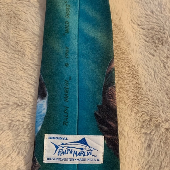 VINTAGE RALPH MARLIN WILD DUCKS NOVELTY MENS TIE - Picture 4 of 4